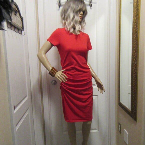 Red Short Sleeve Tshirt Dress - Picture 8 of 11